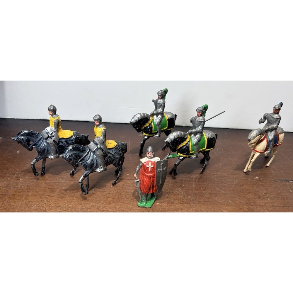 6 Britains Metal Lead Toy Soldiers Mounted Guard Figure Lot Cavalry Horse